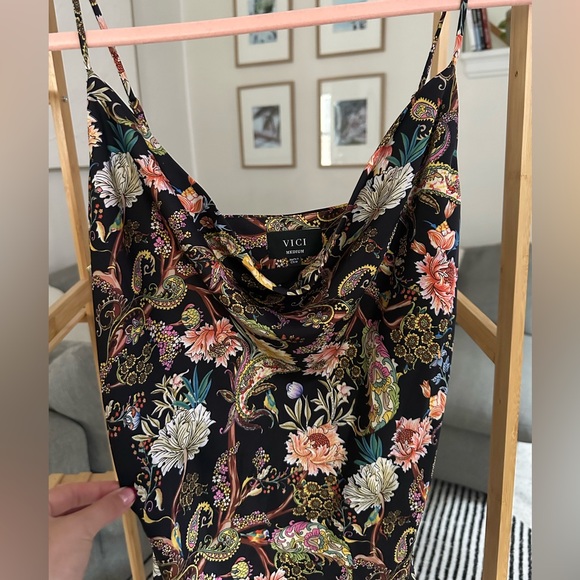 VICI Womens Slip Dresses | Giuseppina Paisley Satin Slip Mini Dress - Picture 6 of 6